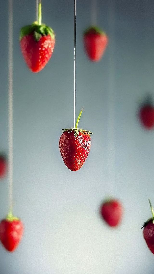 640x1136 Strawberries Art - hanging iPhone Wallpaper