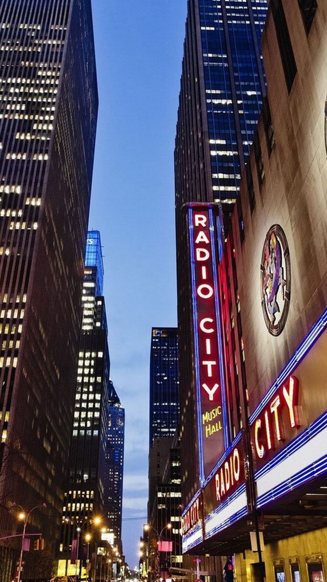 640x1136 Building Apartment Inscriptions Lights Sky - yellow iPhone Wallpaper