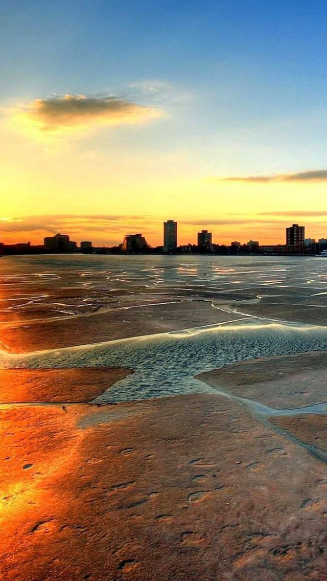 640x1136 Sunset City River Bridge - city iPhone Wallpaper