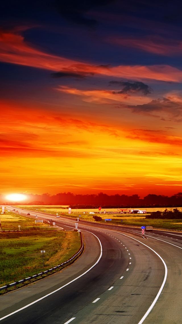 640x1136 Highway at Sunset -  iPhone Wallpaper
