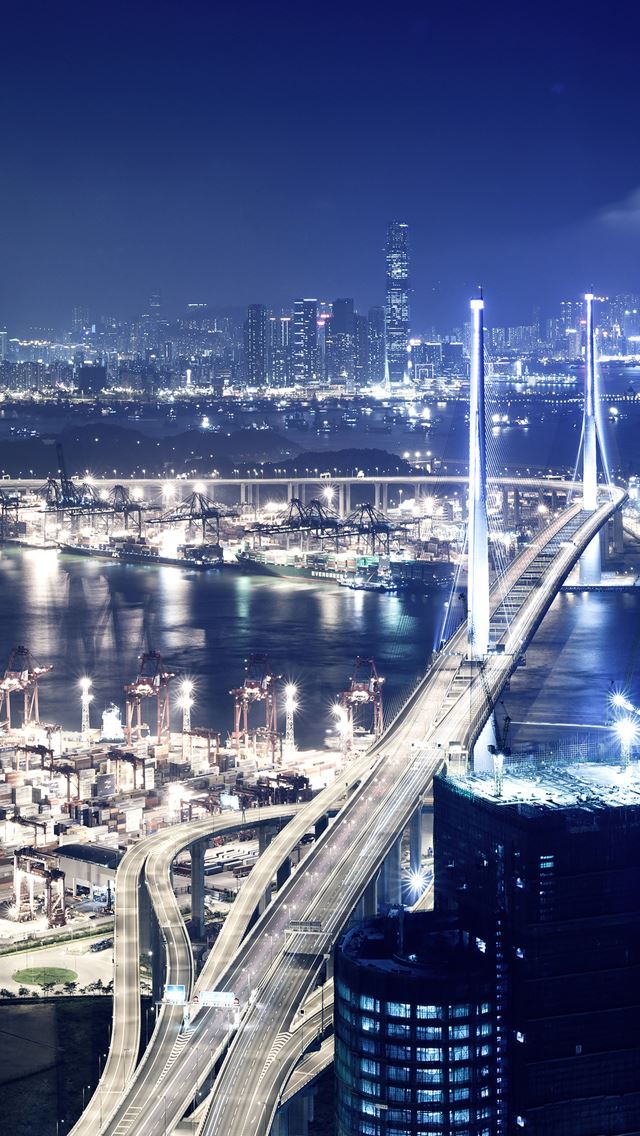 640x1136 Port At Night - city iPhone Wallpaper