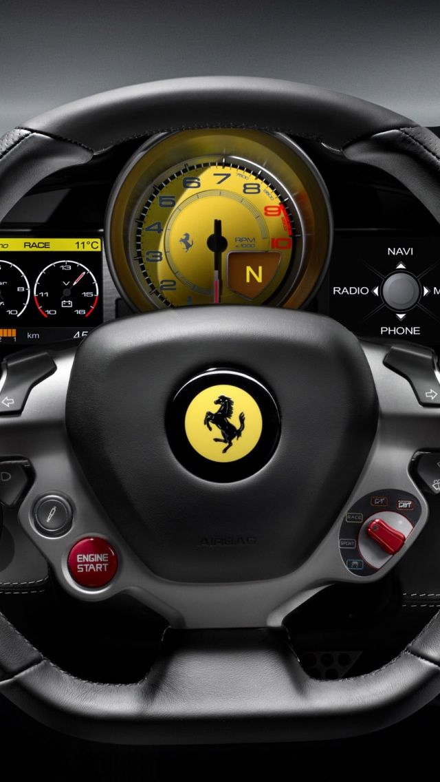 2010 Ferrari 458 Italia Steering Wheel Iphone Wallpapers