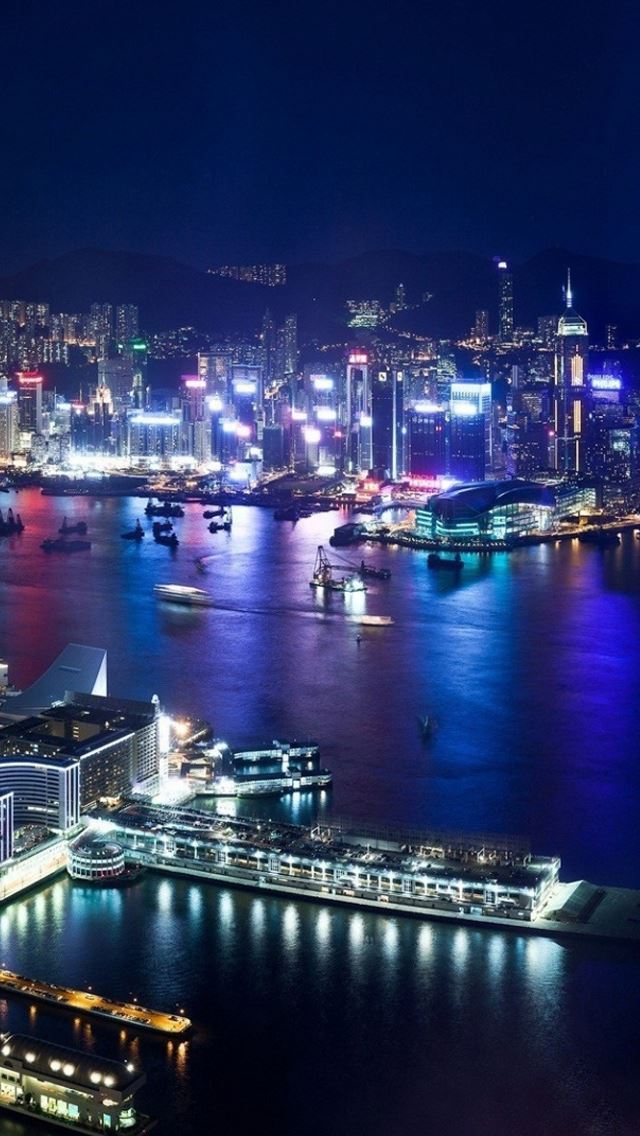 640x1136 Hong Kong night - city iPhone Wallpaper