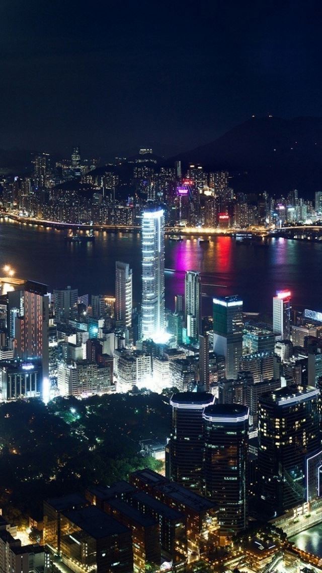 640x1136 Hong Kong Night - city iPhone Wallpaper