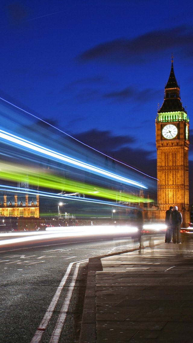 640x1136 London night lights - belfry iPhone Wallpaper
