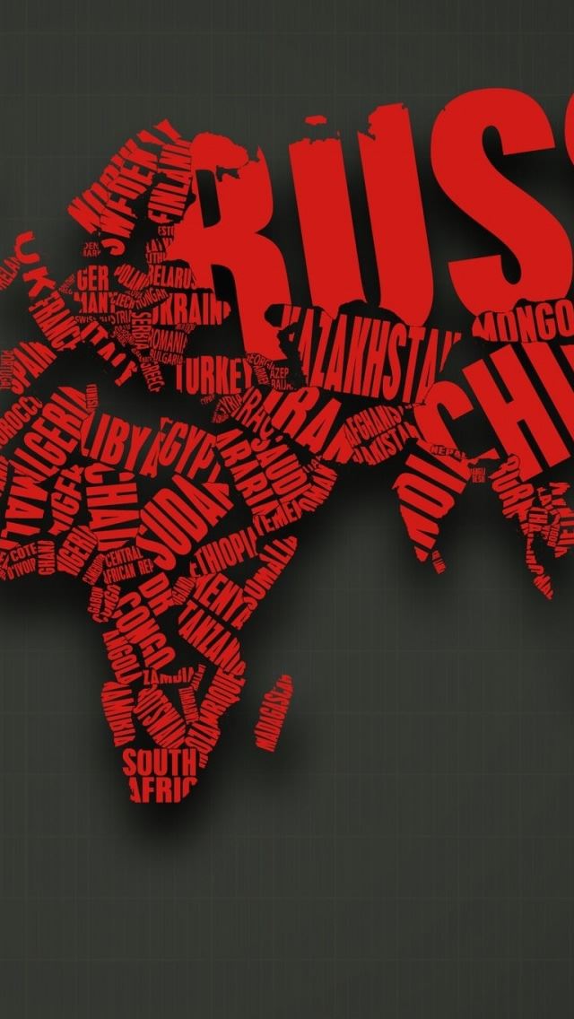 640x1136 Map Typography - country iPhone Wallpaper