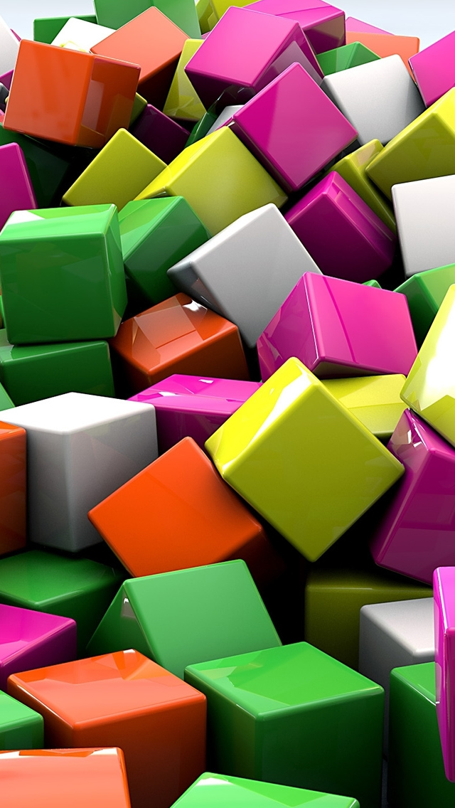 3D Coloured Cubed iPhone wallpaper 