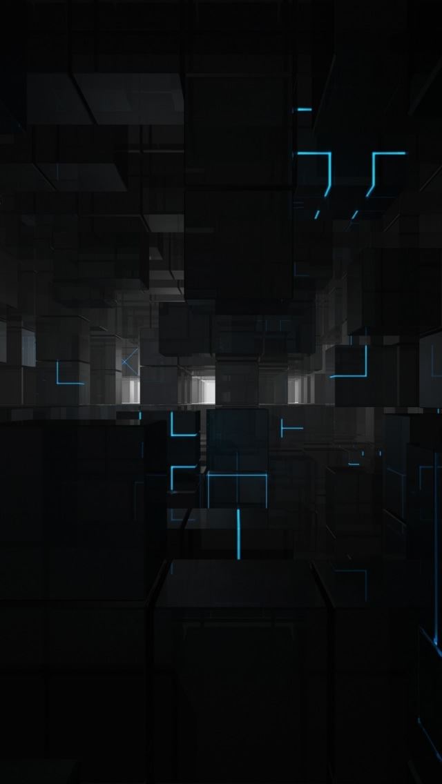 640x1136 Black Cubes - line iPhone Wallpaper