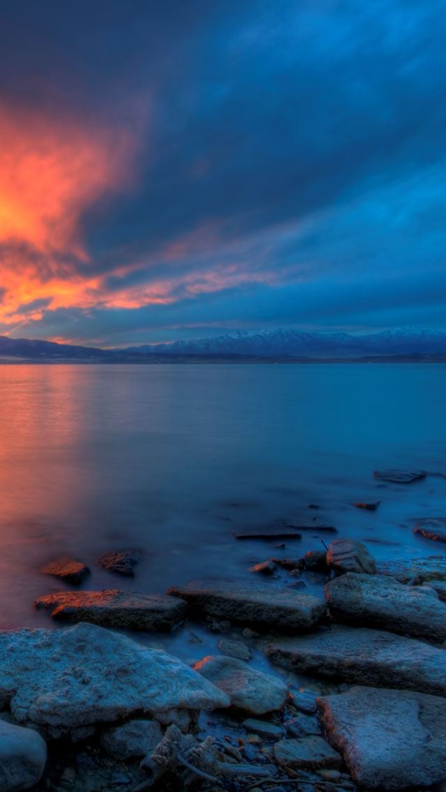640x1136 Utah Lake Sunset - sky iPhone Wallpaper