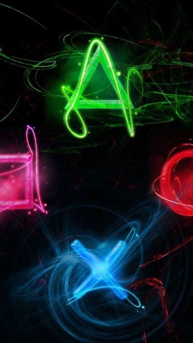 640x1136 Neon Playstation Buttons - neon iPhone Wallpaper