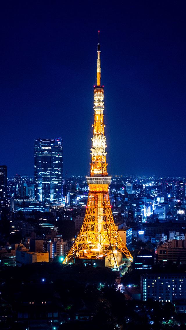 640x1136 Tokyo Tower at night - tower iPhone Wallpaper