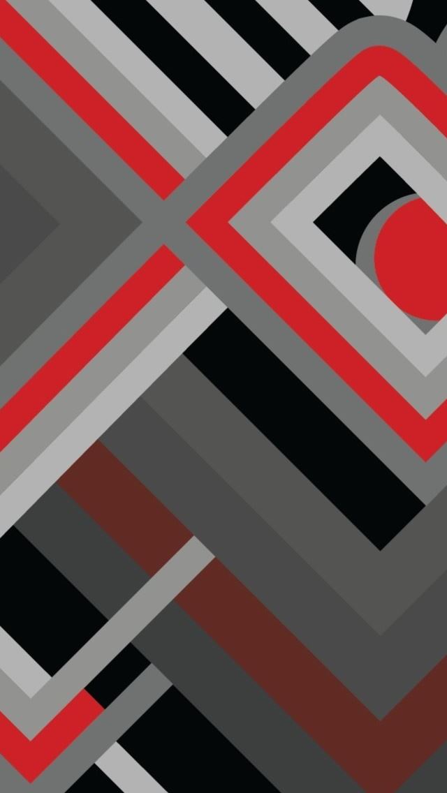 640x1136 Grey And Red Square Pipes - line iPhone Wallpaper
