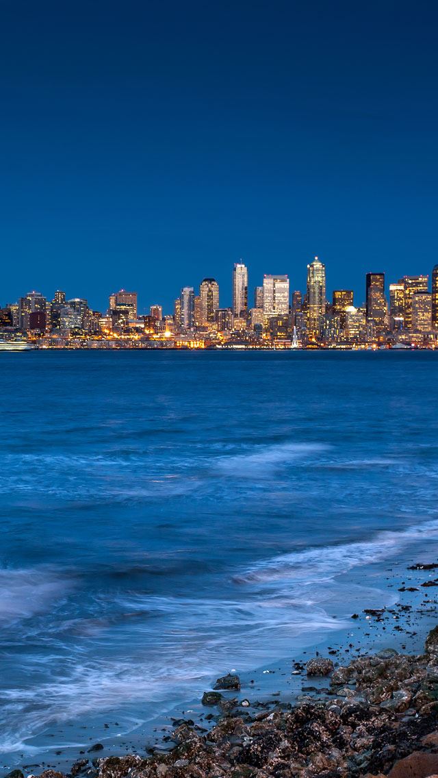 640x1136 Seattle from the beach - beach iPhone Wallpaper