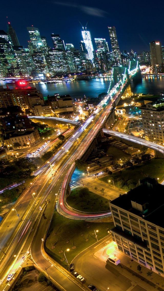 640x1136 New York by night - building iPhone Wallpaper
