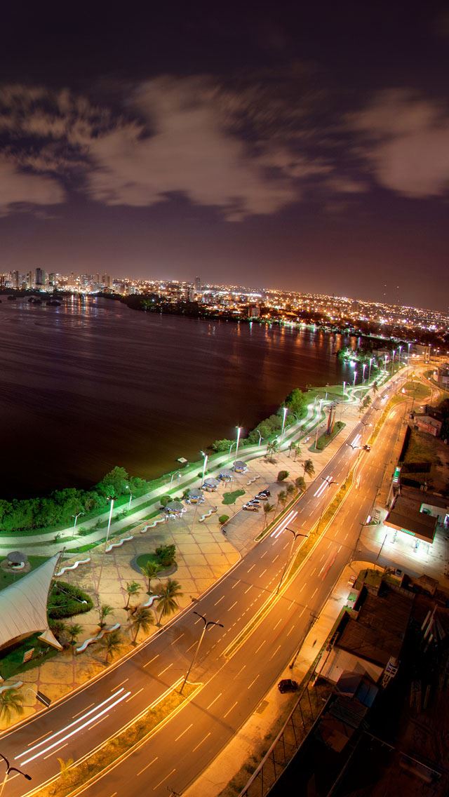 640x1136 One night in city - road iPhone Wallpaper