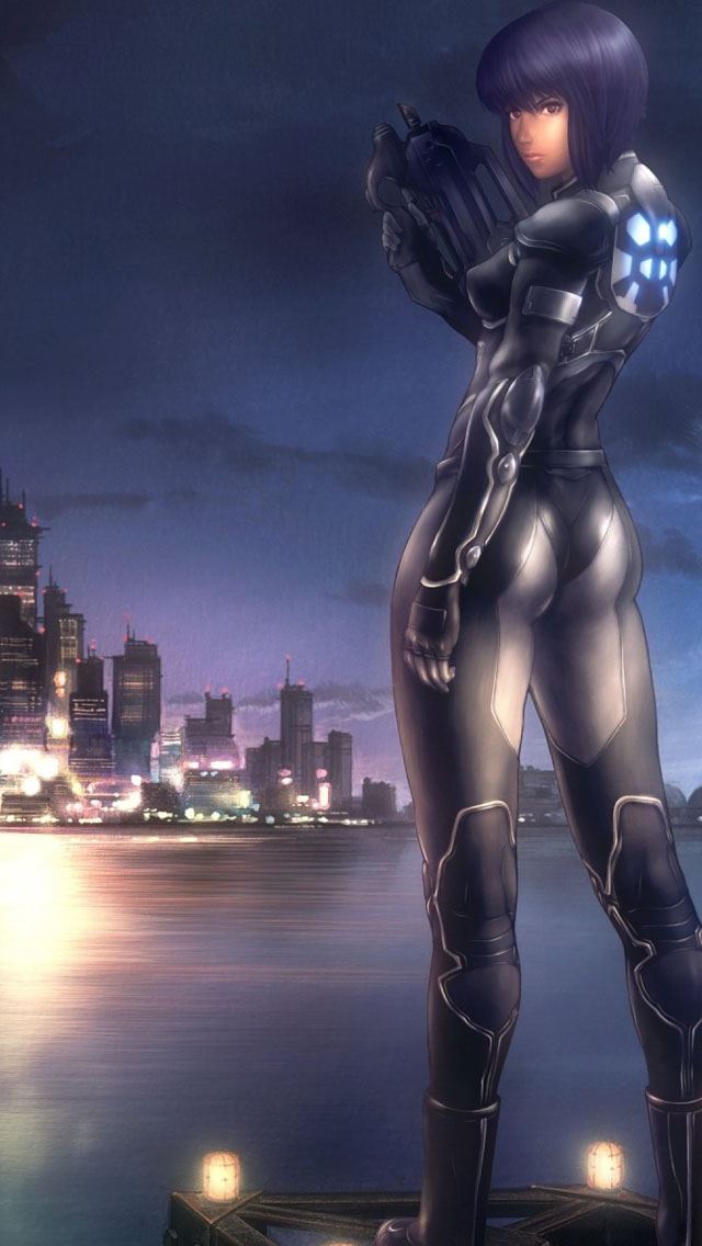 640x1136 Ghost in the shell Anime - purple iPhone Wallpaper
