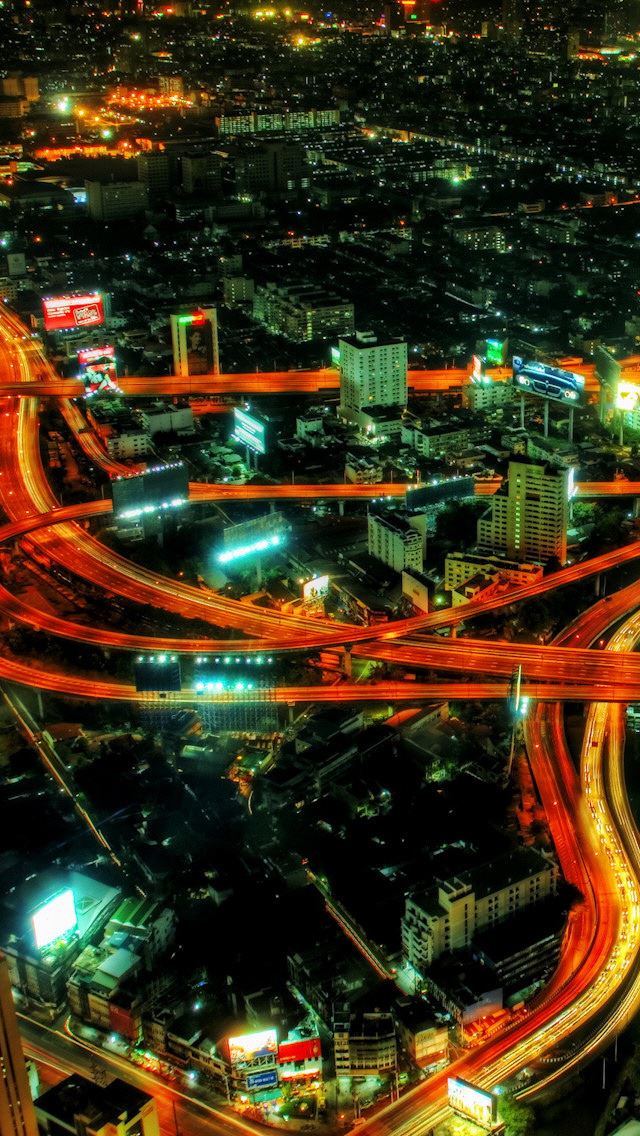 640x1136 Highways Night - city iPhone Wallpaper