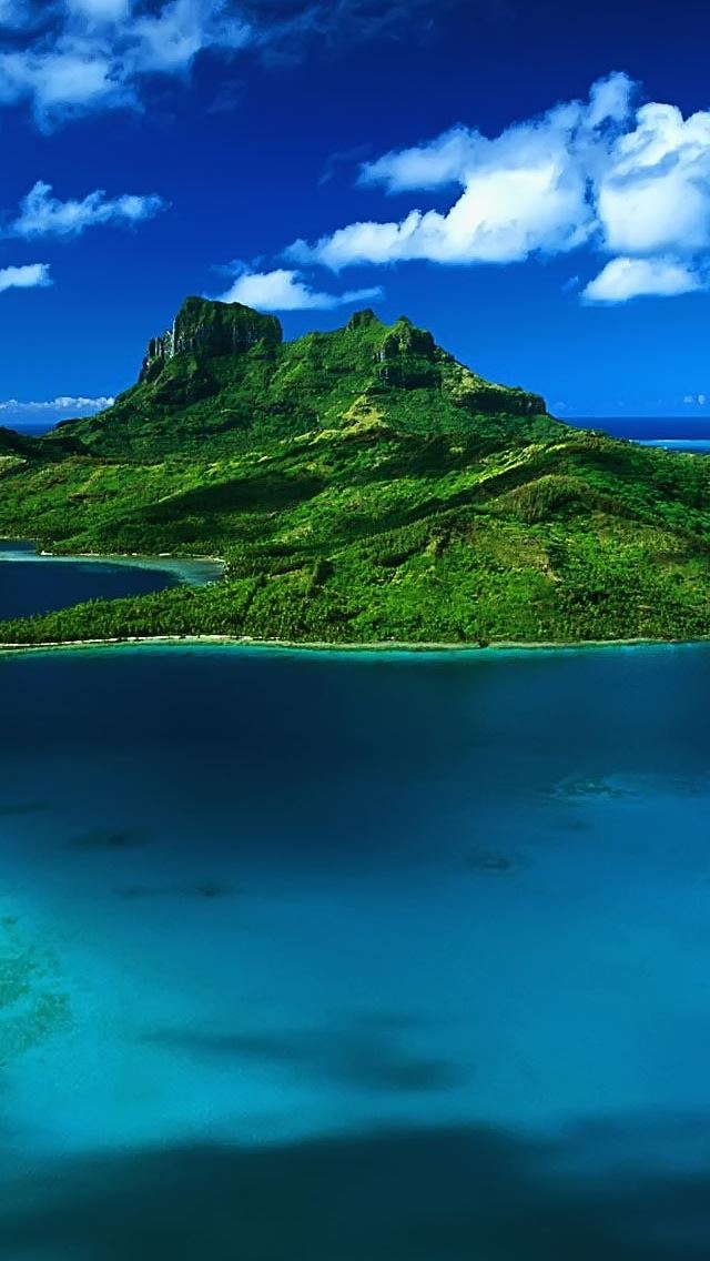 640x1136 Beautiful Green Island - cloud iPhone Wallpaper
