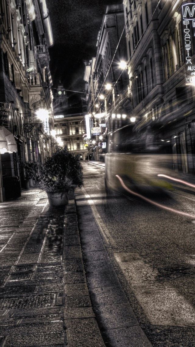 640x1136 Gray City Night - road iPhone Wallpaper