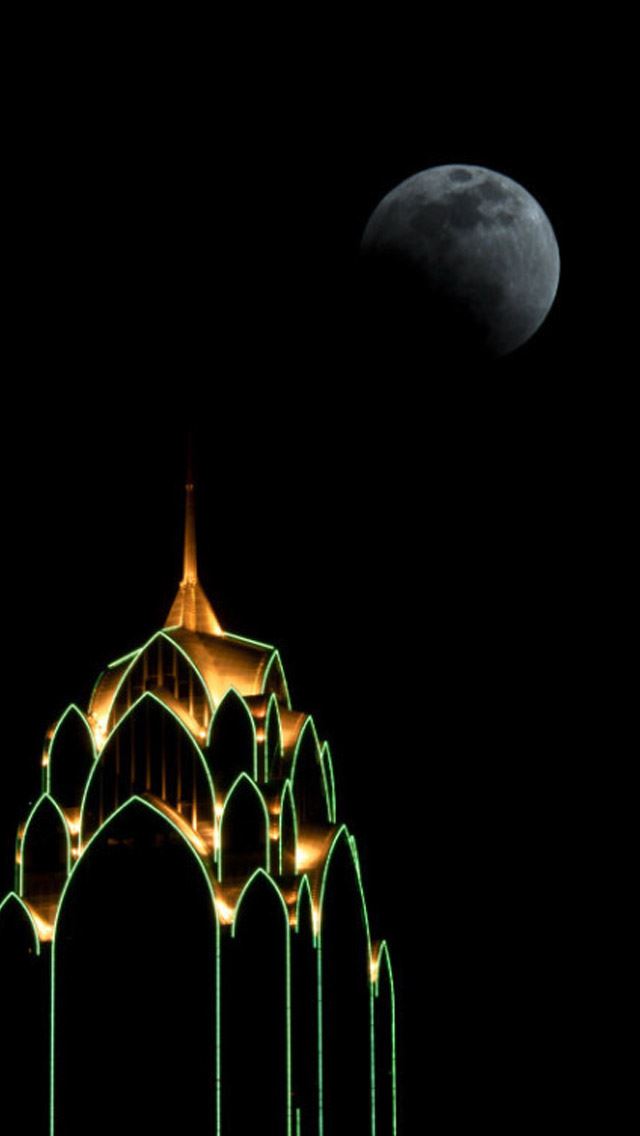 640x1136 Moon - building iPhone Wallpaper