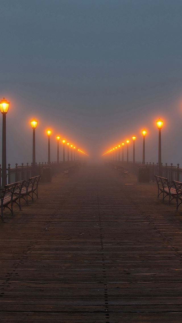 640x1136 Foggy pier - pier iPhone Wallpaper