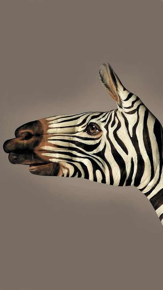 640x1136 Zebra painted - hand iPhone Wallpaper