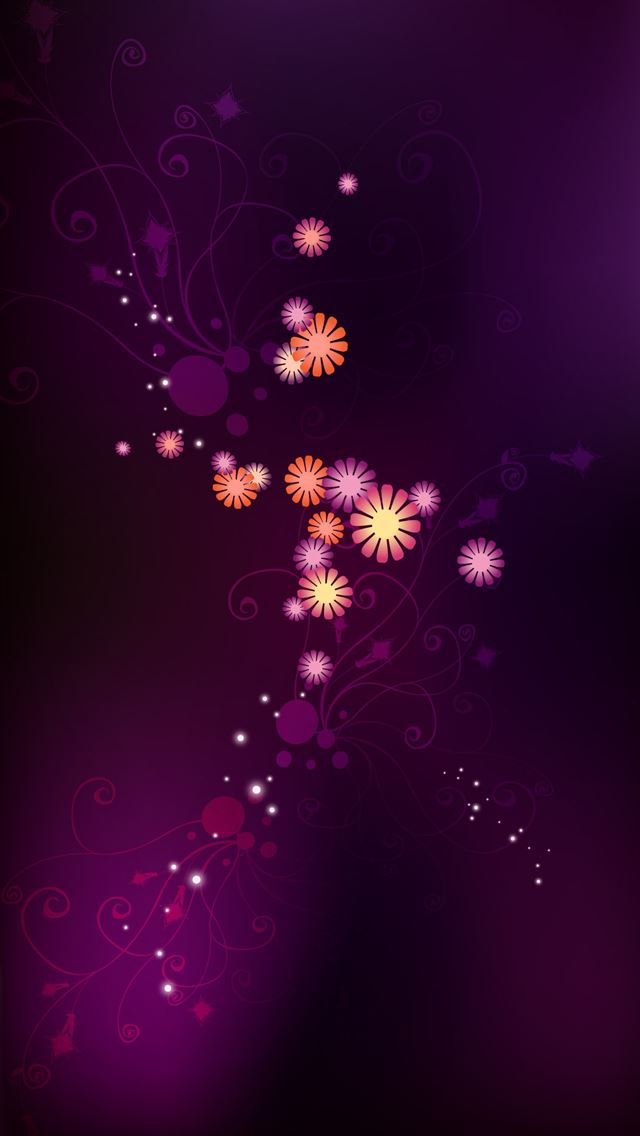 640x1136 Abstract purple flowers - line iPhone Wallpaper
