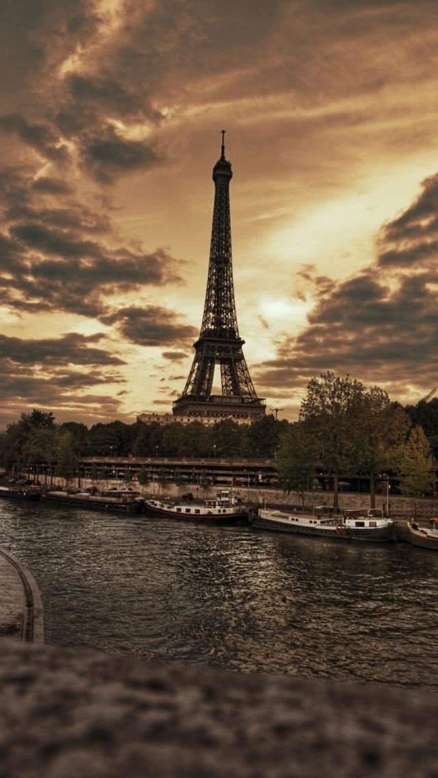 640x1136 Eiffel Tower View - tree iPhone Wallpaper
