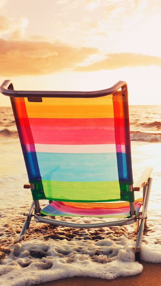 640x1136 Chairs At The Beach -  iPhone Wallpaper