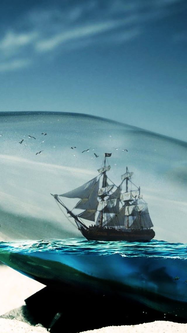 640x1136 Sailing In A Bottle - sand iPhone Wallpaper