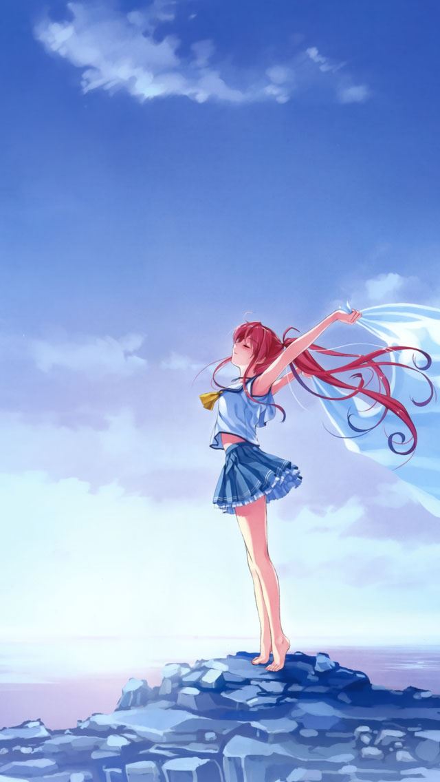 640x1136 Sea girl - stone iPhone Wallpaper