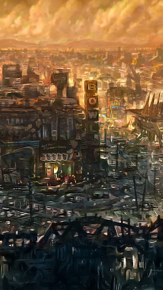 640x1136 New Vegas Skyline - road iPhone Wallpaper