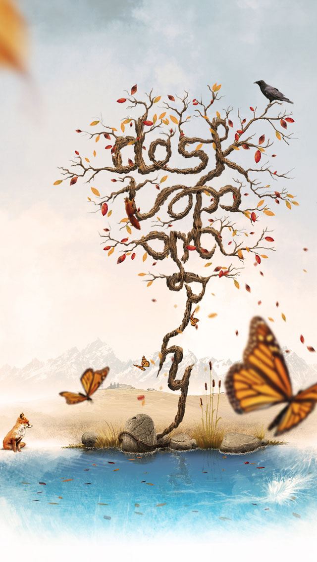 640x1136 Butterflies and trees - trees iPhone Wallpaper