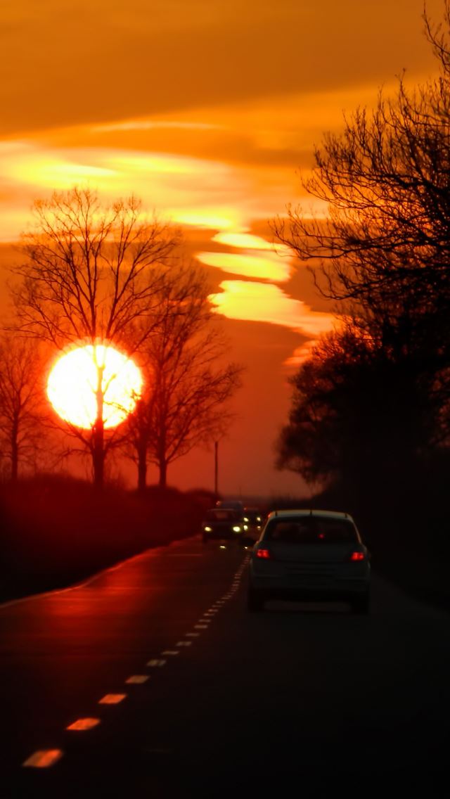 640x1136 Sunset - road iPhone Wallpaper