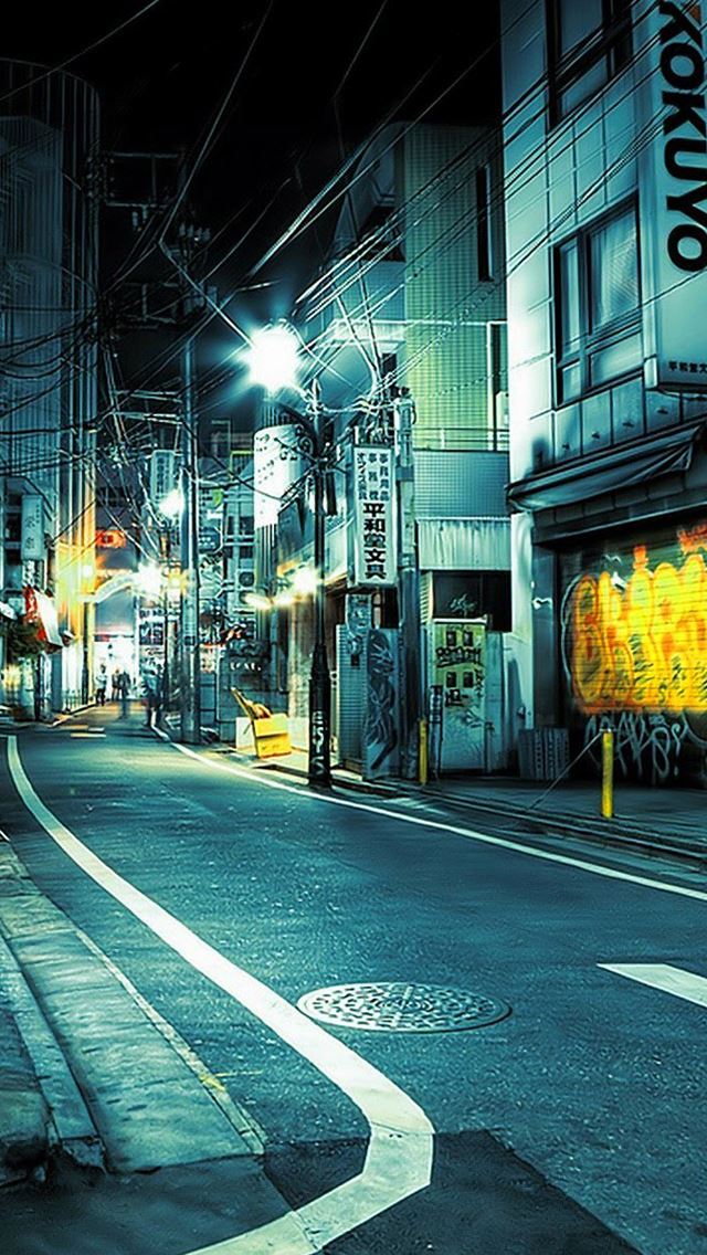 640x1136 The streets at night - yellow iPhone Wallpaper
