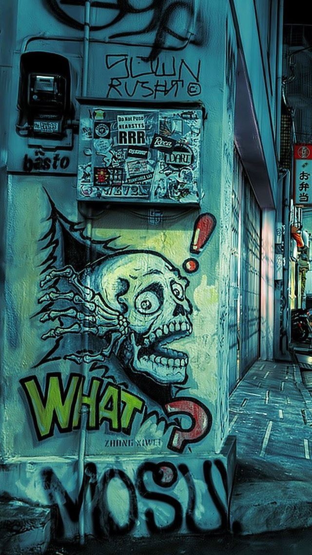 1284x2778 Graffiti street - skull iPhone Wallpaper
