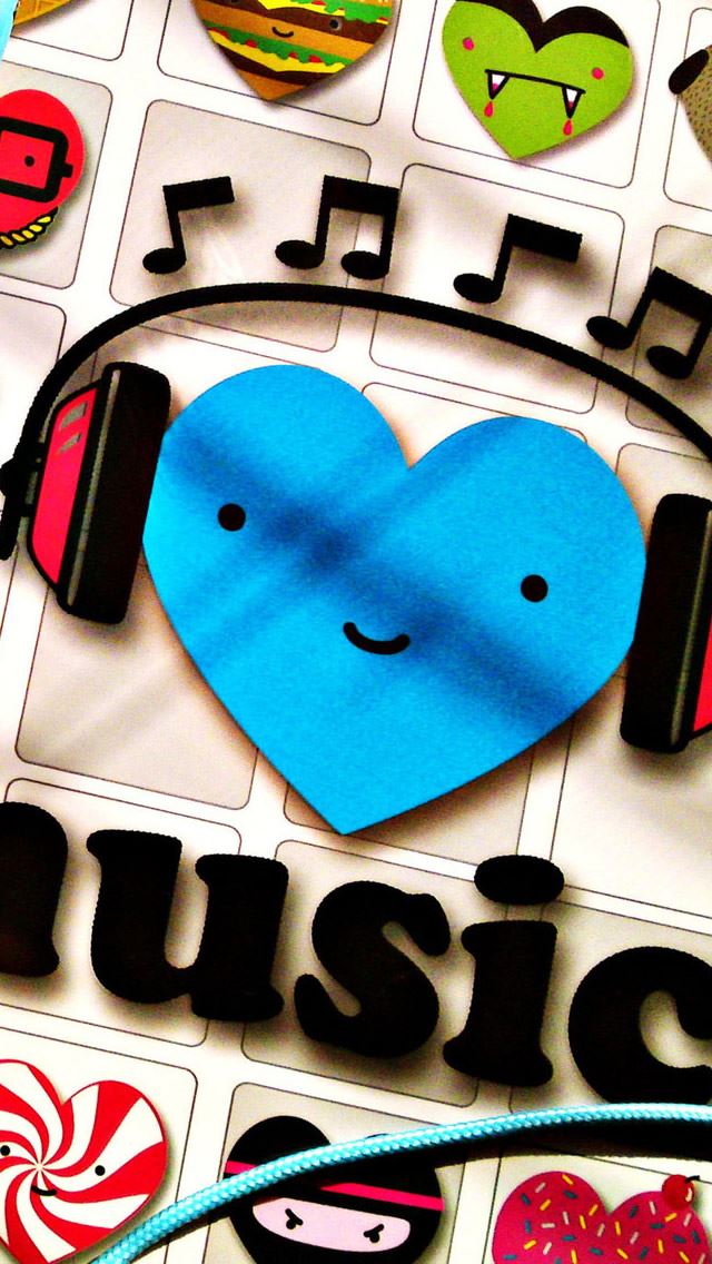 640x1136 I Love Music - heart iPhone Wallpaper