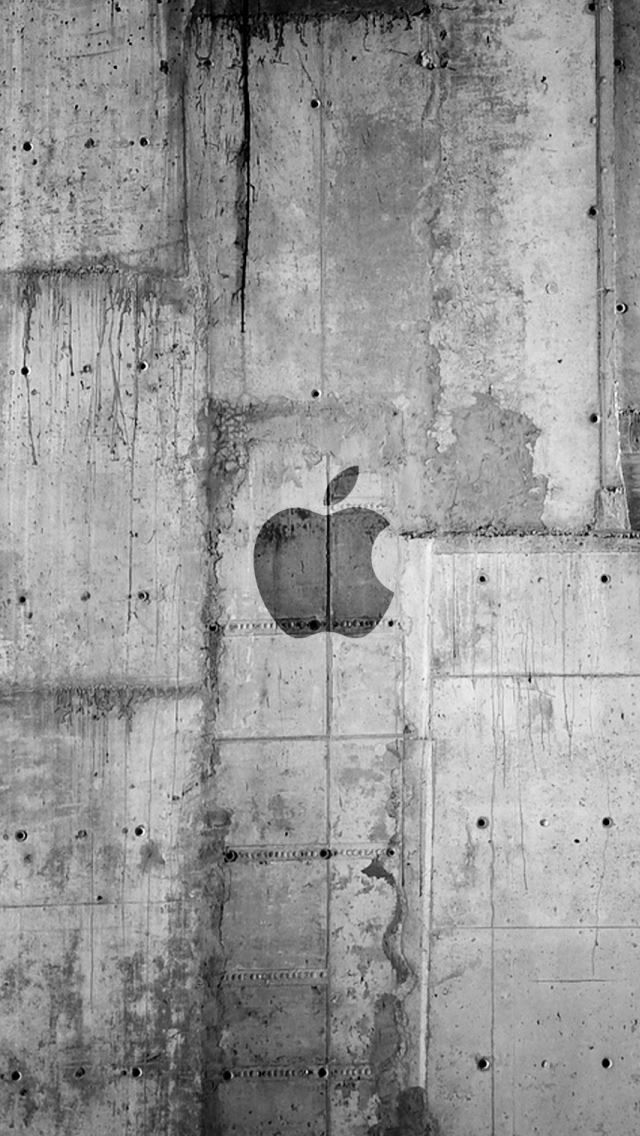 640x1136 Apple Logo Concrete Wall -  iPhone Wallpaper