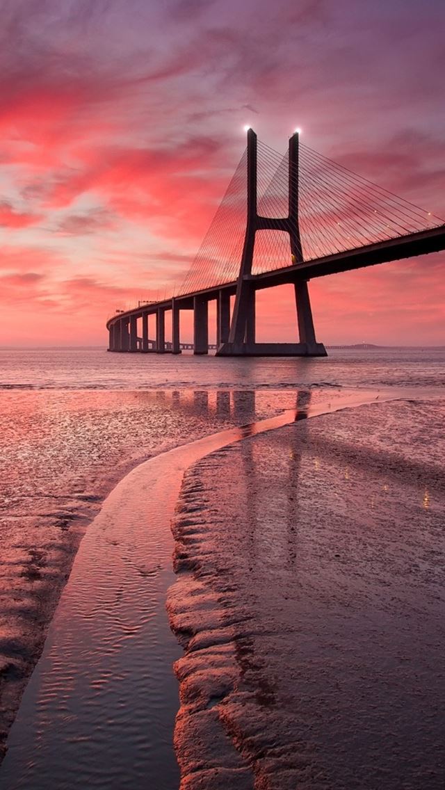 640x1136 Sunset bridge -  iPhone Wallpaper