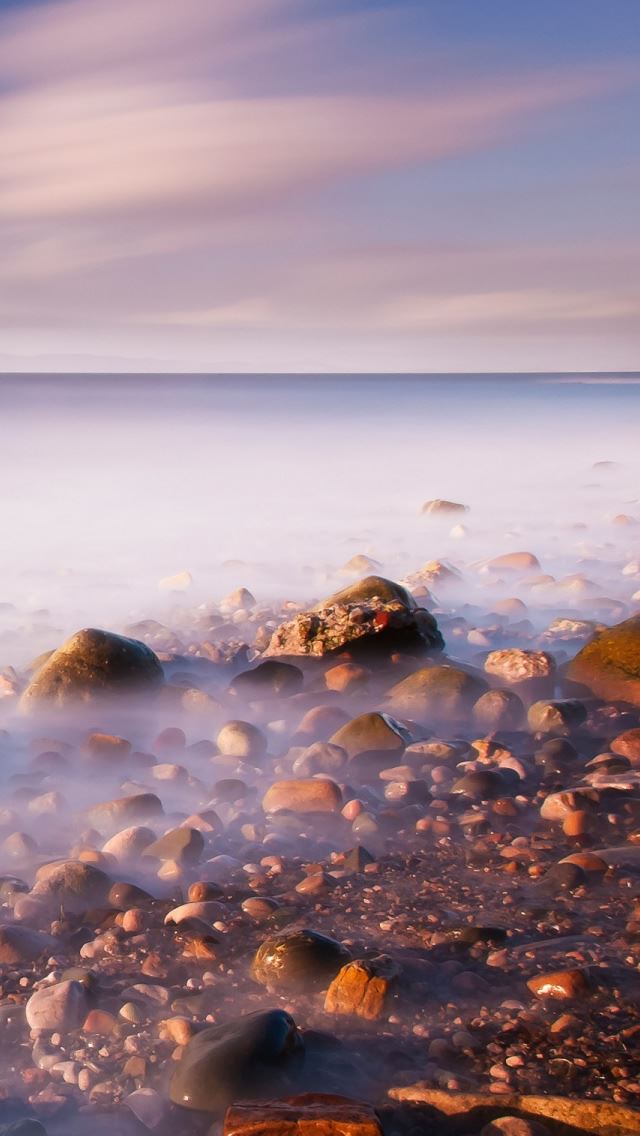 640x1136 Misty Sea - stone iPhone Wallpaper