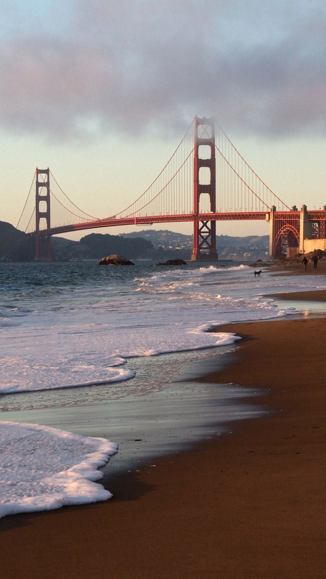 640x1136 San Francisco Bridge Beach - bridge iPhone Wallpaper