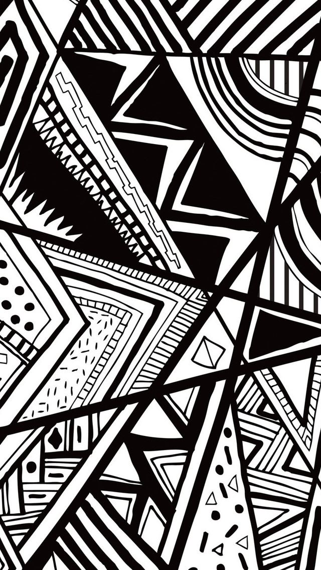 640x1136 Black And White Doodle -  iPhone Wallpaper
