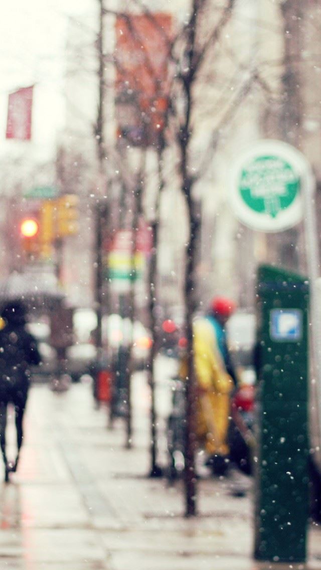 640x1136 Rainy Street - snow iPhone Wallpaper