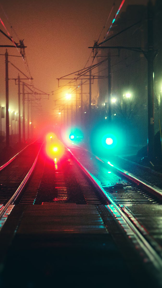 Railroad tracks at night iPhone Wallpapers Free Download