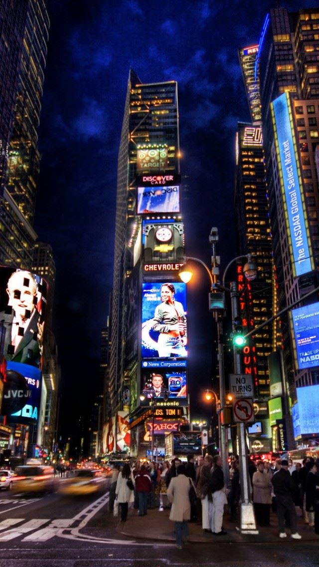 640x1136 Times Square Night - tower iPhone Wallpaper