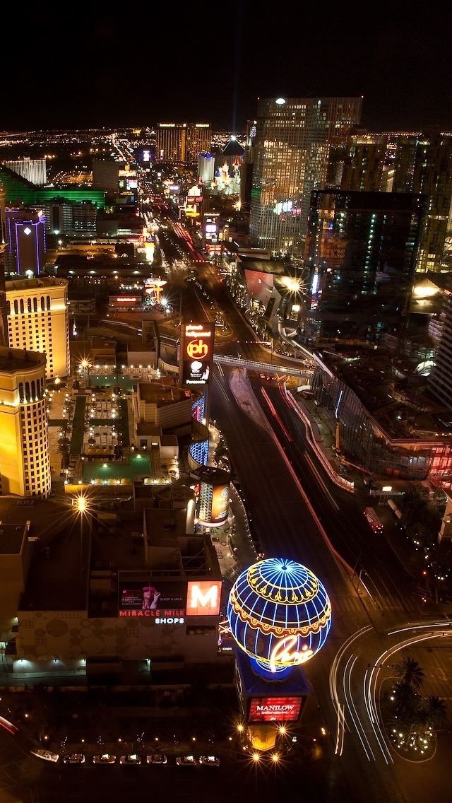 640x1136 Night Las Vegas - tower iPhone Wallpaper