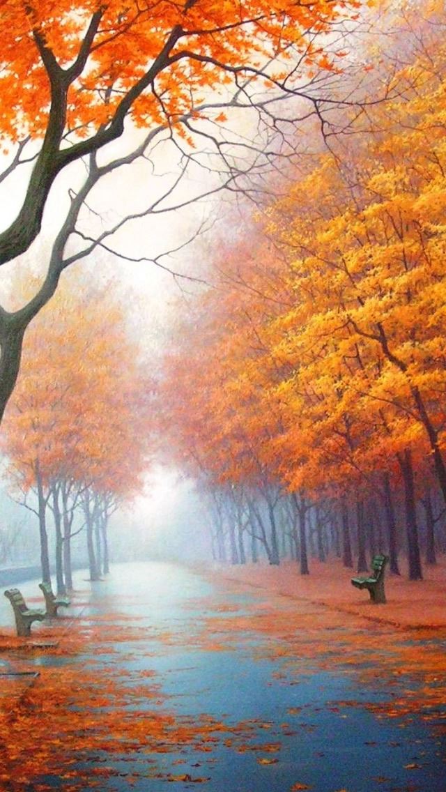 640x1136 Autumn Road - road iPhone Wallpaper