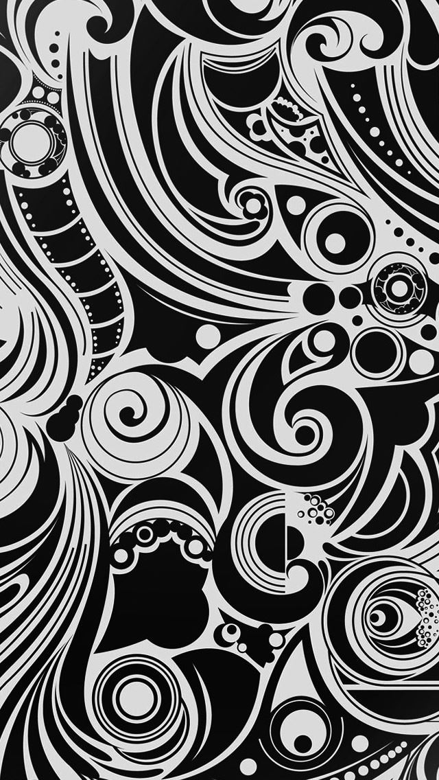 640x1136 Black And White Swirls - wave iPhone Wallpaper