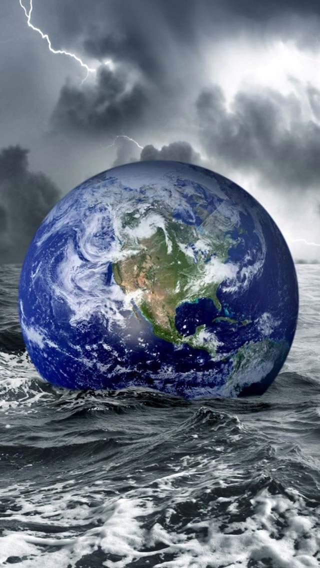 640x1136 Floating Earth - waves iPhone Wallpaper