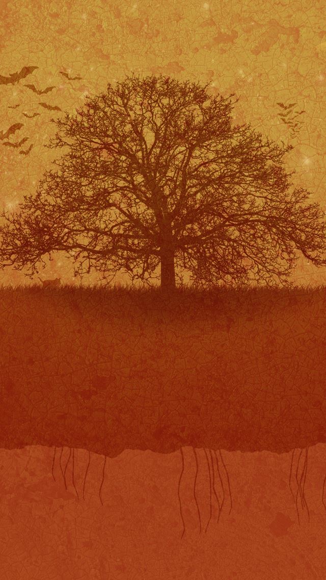 640x1136 Scary halloween - tree iPhone Wallpaper